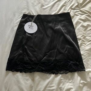BRAND NEW W/ TAGS Black Mini Skirt with Lace Trim